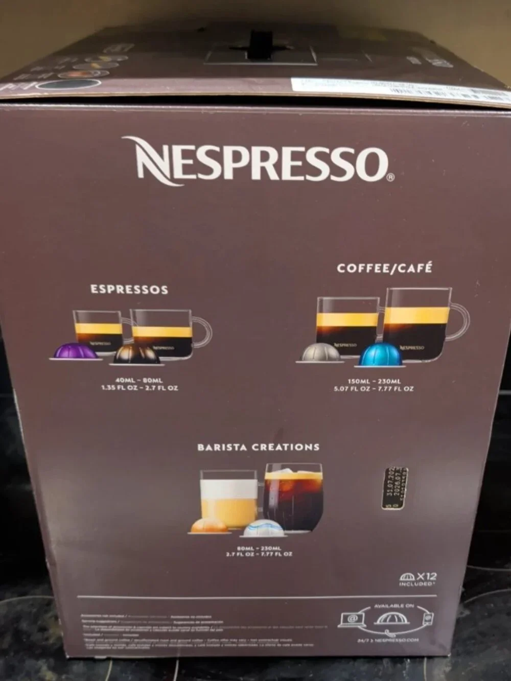 Nespresso Vertuo Coffee Espresso Machine Black ENV135B Open Box + 12 Pods
